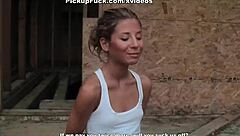 Slim Girl Shows Tits and Ass for Money Outdoors!