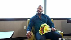 In the shower, a black cock stretches Adrian's ass wide open, bathing in the intense stretching action.