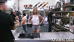 Hardcore sex erupts in European shop