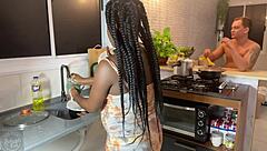 Bruna Black, is your tight pussy getting creampied in the kitchen?