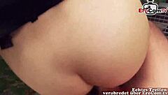 Deutsche teen meets for outdoor pov sex