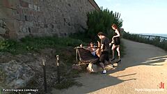 spanish babe anal fucked in public bondage