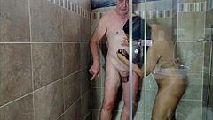 Hot sexy shave in shower preview with Agarabas and Olpr