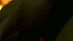 Damn, sexy devil drips hot wax on big clit and nipples!