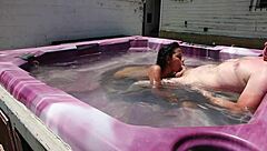 dayanara in the hot tub again