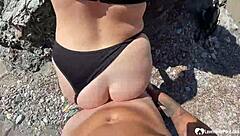 beauty at the beach wanted some hard sex... cum facial on natural tits