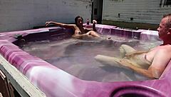 dayanara in the hot tub again