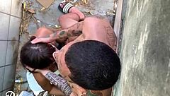 Watch this trans get fucked in a risky place, almost caught!