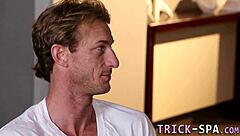 Blonde Masseuse Sucks Big Cock with Cum in Mouth and Handjob