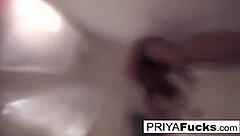 Priya Rai, busty Indian MILF, masturbates solo in anime style