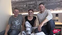 Thin slut fucked by tattooed rockers! 😈