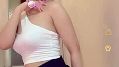 Miu shows her smooth white skin and big tits