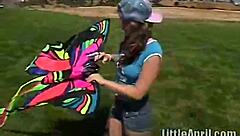 Petite Teen Rubs Clit Outdoors and Sucks Popsicle!