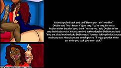 Young stud dominates stepmom and her big booty friends in comic