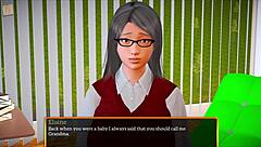 in my new family game, teen redhead milf with big tits and ass plays erotically