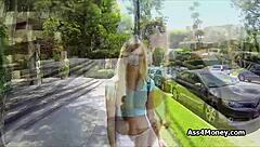 The icy blonde felt an overwhelming urge to skip class for a paid quickie blowjob in the outdoor classroom