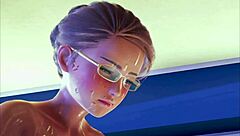 young teen in stockings indulges in solo masturbation in 3d