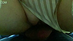 The slave with mask sucks the cock then takes it in her pussy