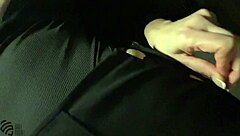 Brunette amateur touches herself in the toilet on our first date.