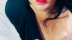 Curvy pornstar sucks fat cock with buttplug