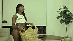 Lola black home alone, cleaning while horny with pierced nipples