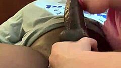 Real dick eater with interracial big cock close up