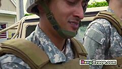 Sergeant says, 'Soldiers, start the outdoor orgy with blowjobs and ass fucking!'