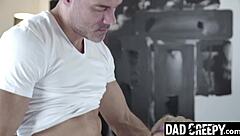 Stepdad Catches Stepson On Gay Dating Site. He Strokes Inside His Asshole Bareback.