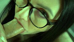 beautiful girl deepthroats her paramour's monster cock and swallows mouthful of cum