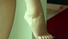 babe licks cum off her feet after big cock fuck, so hot!