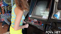 Nasty teen 18+ babe sucks cock in POV before rough fucking