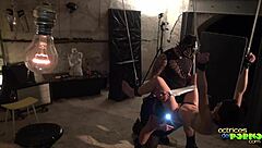 intense orgy trio with blowjobs, hardcore bdsm, masked in latex