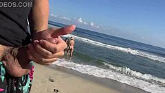 Two Unknown Girls Watch Me On Beach