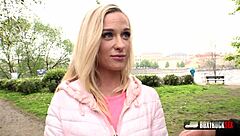 Playful blonde Crystal Caytlin enjoys outdoor public sex fun