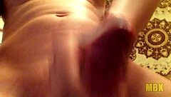 I'm alone at home, teasing my monster cock slowly