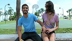 anna morna shows off her tall perfect body with small tits and brunette hair