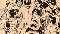 Vintage erotic illustration from antique hentai anime