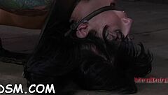 Roughly fucked masked beauty gets her tits bounded tightly