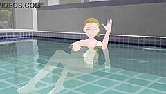 anime woman bathes in japanese public bath sento