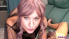 Lilac-Haired Minx Sucks Monster Cock Till Cum In Mouth!