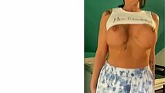 Mistress with accent bends over little 18+ girl, undressing for closer view, what a tease!