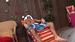 Thick Brunette Fucks On Terrace Publicly