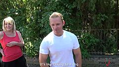 chubby blonde gets wild summer cock ride in taxi