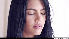 Apolonia gropes little caprice's small tits and fingers her shaved pussy!