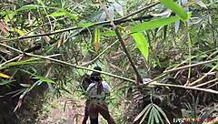 Let's indulge in rough action before the party next door. BBW amateur with big ass gets caught fucking chief in the forest