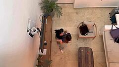 Two hot lesbians finger and kiss to orgasm on vacation