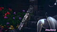 lady dimitrescu fingering hard in rainy 3d hentai, squirting everywhere, wow! 🌧️💦