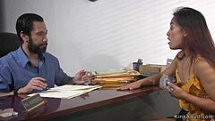 big cock guy fucks my petite asian slave while tied up?