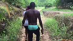 Let's indulge in rough action before the party next door. BBW amateur with big ass gets caught fucking chief in the forest