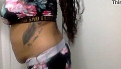 Big tit ebony milf shakes her ass wildly in the bathroom!